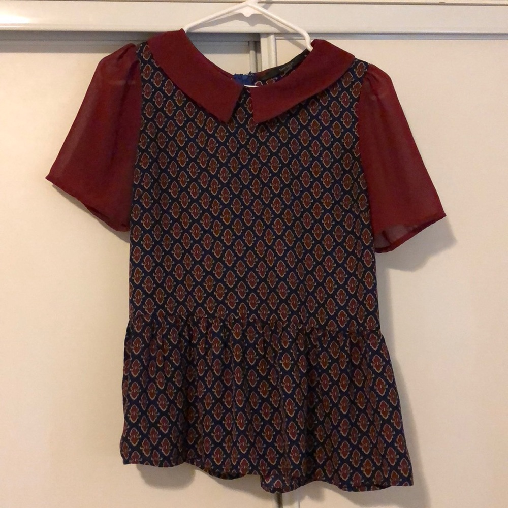 Vintage, peplum Peter Pan collared blouse